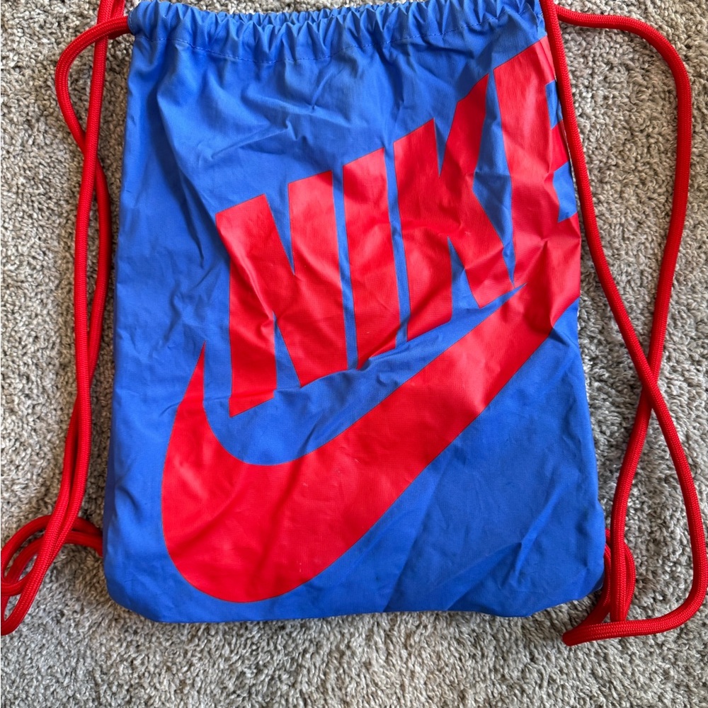 Nike Blue and Red Drawstring Bag
